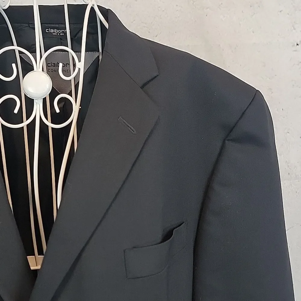 Claiborne Single Breasted Black Men's Suit Blazer Size 48L